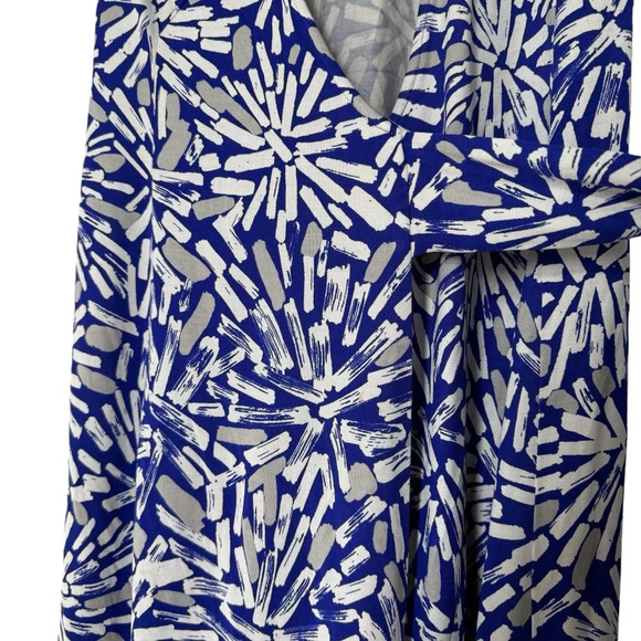 DVF Kye Paint Stroke Silk Jersey Knit Wrap Dress Blue Wrap Dress Small Sz 10 Tag - Picture 8 of 12